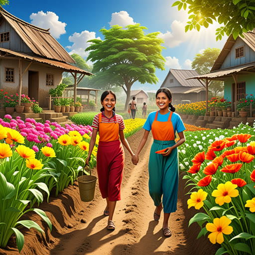 កាលពីមួយម៉ៅក្នុងភូមិឈ្មោះមួយ មានកសិករម្នាក់ឈ្មោះ រឿទ្ធ។ រឿទ្ធចង់ដាំផ្កាស្រស់ស្រាយបំផុតនៅក្នុងដី។ គាត់បានឧបត្ថម្ភដីរៀងរាល់ថ្ងៃ ដោយកម្រៃ ទឹក និងធានាថាពេលវេលានៅព្រះអាទិត្យយ៉ាងគ្រប់គ្រាន់។ មួយថ្ងៃ គាត់បានសំរេចចិត្ត នៅលើផ្កានោះ ប៉ុន្តែសង្គមភាពជាមួយ neighbors ដោយចែករំលែកផ្ការបស់គាត់។ រហូតដល់នេះ សាធារណៈរបស់គាត់ពេញទៅដោយពណ៌ហ្វាយ និងសើចសាន្ត ហើយវិញការដាំផ្កានេះពឹងផ្អែកលើពីសម្ភារៈ។