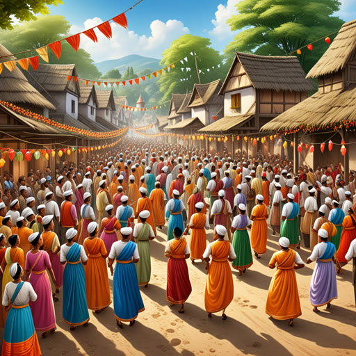 នៅក្នុងភូមីមួយដែលនឹកឃើញជាលក្ខណៈឲ្យចូលឃើញពីកំរិតមួយ, មានពិធីបុណ្យមួយដែលបានអបអរសាទរដោយប្រពៃណីសមរម្យ។ មនុស្សគ្រប់គ្នាកំពុងពាក់ឈុតយ៉ាងអាថ៌កំបាំង ហើយពិធីការនឹងពេញไปដោយរាំនិងការធ្វើការលើកអ្វីៗយ៉ាងសមរម្យ។ គ្រឹះស័ទ្ដអភិបាលដែលបានដឹងពីរបៀបដ៏សមរម្យគាត់រៀបចំសំណើអភិបាលនៃភាពរីករាយរបស់សហគមន៍ ជួយឱ្យពិធីនេះត្រូវបានចងចាំចន្លោះពេលយ៉ាងខ្លី។