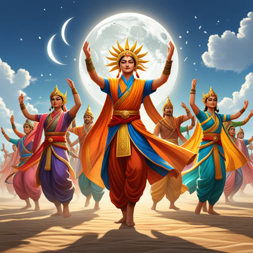 នៅក្នុងអាណតុយកឆ្ងាយមួយ មានក្រុមតូច២ក្រុម គឺ ក្រុមព្រះអាទិត្យ និងក្រុមព្រះខ័ណ្ដ។ ក្រុមព្រះអាទិត្យជឿថានៅក្នុងកំដៅនិងកំណើន ខណៈពេលដែលក្រុមព្រះខ័ណ្ដឈរដើម្បីតំលៃពីសុខុមាលភាពនិងការប្រារព្ធ។ នៅក្នុងទីវេទិកមួយថ្ងៃ ពួកគេចូលរួមគ្នាសម្រាប់បុណ្យមួយ។ នៅពេលព្រះអាទិត្យលិច យើងបានបង្ហាញពីការស្រឡាញ់ចំពោះគ្នា ហើយបានរាំនៅក្រោមព្រះខ័ណ្ឌកើនឡើង ដើម្បីអបអរសាទរទៅលើការខុសគ្នារបស់ពួកគេ។