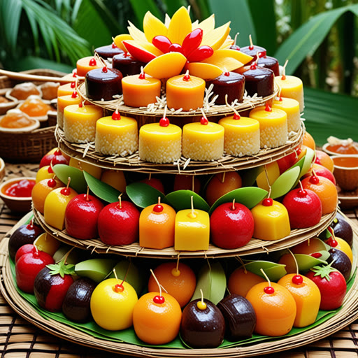 ក្នុងភូមិស្នូរមួយ មានពិធីបុណ្យដ៏ឈ្មោះល្បីមួយដែលមាននំអង្ករស្អិត។ ហើយរៀងរាល់ឆ្នាំ ប្រជាពលរដ្ឋតែងតែសមរម្យមកបច្ចុប្បន្ននៅពិធីនេះ ដើម្បីធ្វើអាហារស្អិតទាំងនេះ។ មួយឆ្នាំ មានក្មេងម្នាក់ឈ្លាស បានសម្រេចចិត្តបន្ថែមសំភារៈមួយដដែល។ គាត់បានបន្ដោលផ្លែ tropical ដែលបង្កើតនិន្នាការស្អិតមួយសំរាប។ ពេលនំបានសេវា បង្រៀនប្រជាជនប្រជាជាតិបានវិវរឡើងពីរសាលា ឲ្យគេគិតថានៅកន្លែងណា។ ក្មេងនោះក្លាយជាជនជាតិគេសួស្តីដោយសារ ឱ្យគាត់ប្រសប់តាមអំណោយមិនធម្មតា ហើយពិធីបុណ្យត្រូវបានជាធាតុដ៏ល្អឥតខ្ចោះ។
