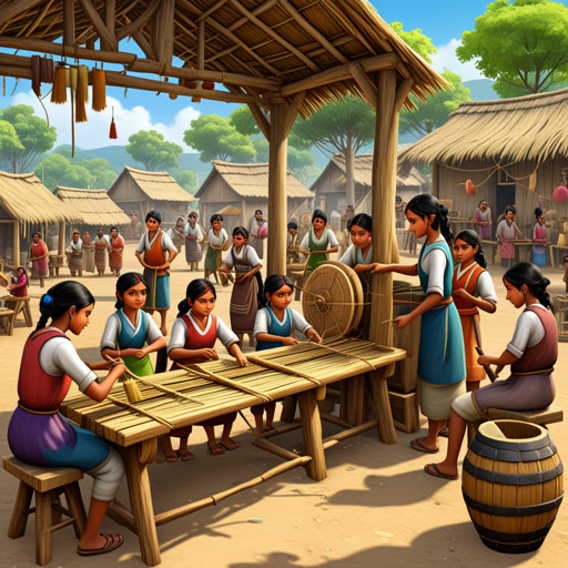 កាលពីមួយកាលមានភូមិខ្នាតតូចមួយដែលមានសេចក្តីល្បីល្បាញសម្រាប់កសិកម្មរបស់ខ្លួន។ ថ្ងៃមួយ,有一个年轻的发明家想出了一个令人难以置信的创新,用于编织,节省了时间。 村民们对这种新技术感到惊讶,并迅速采用了它。 多亏了这一创新,该村蓬勃发展,成为来自各地手艺人的中心。 每个人都感谢年轻的发明家,以一个简单而强大的想法振兴了他们的手艺。