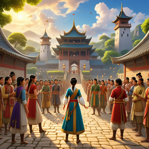 កាលពីស្រុកតូចមួយ មានក្ម琪ារីម្នាក់ឈ្មោះស្រី។ នាងមានថេនតលវិន jet ម្នាក់ទឹកមេឌីយាថ្មីខ្ពស់ៗ។ ថ្ងៃមួយ នាងបានតន្ទសំលេងនៅសំណាក់អ្នកព្រះនាមសព្វពុលដែលកំពុងនៅជិត។ ព្រះរាជាបានចេញមកគួរឱ្យចាប់អារម្មណ៍ ហើយនាងត្រូវបានអញ្ជើញទៅនគរនៅក្នុងព្រះ palace។ ដំណើរដើម្បីមកពីស្រុកទៅនគរមានកិច្ចពិសេសដូចជាការជួបជុំជាមួយសត្វអាថ៌កំបាំង និងកែសម្រួលបញ្ហា។ នៅចុងបញ្ចប់ សំលេងសម្រស់មិនអាចជឿបានរបស់ស្រីបានក្លាយជាឈ្លានពលនៅទូទាំងព្រះប្រទេស។